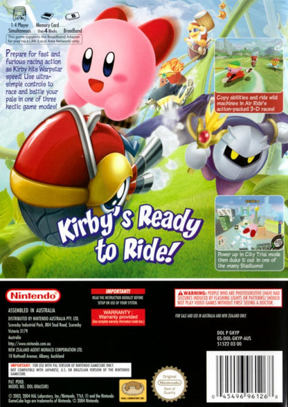 Kirby Air Ride [Player's Choice] back cover art for Nintendo Gamecube racing video game. 