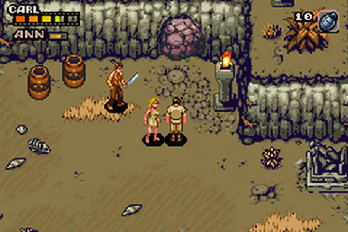 Kong 8th Wonder of the World for Game Boy Advance (GBA), gameplay for a retro video game featuring action-adventure gameplay, side-scrolling combat, jungle exploration, movie-inspired battles, and creature-based challenges