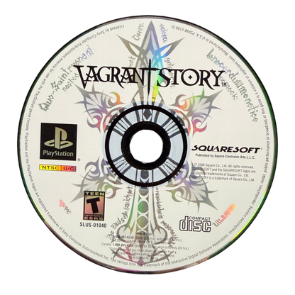 Vagrant Story PlayStation PS1 for action role playing video game fans featuring Ashley Riot dark fantasy adventure dungeon exploration real time combat weapon customization item crafting challenging enemies mysterious environments puzzle solving and immersive Square gameplay collectible gaming appeal game disc
