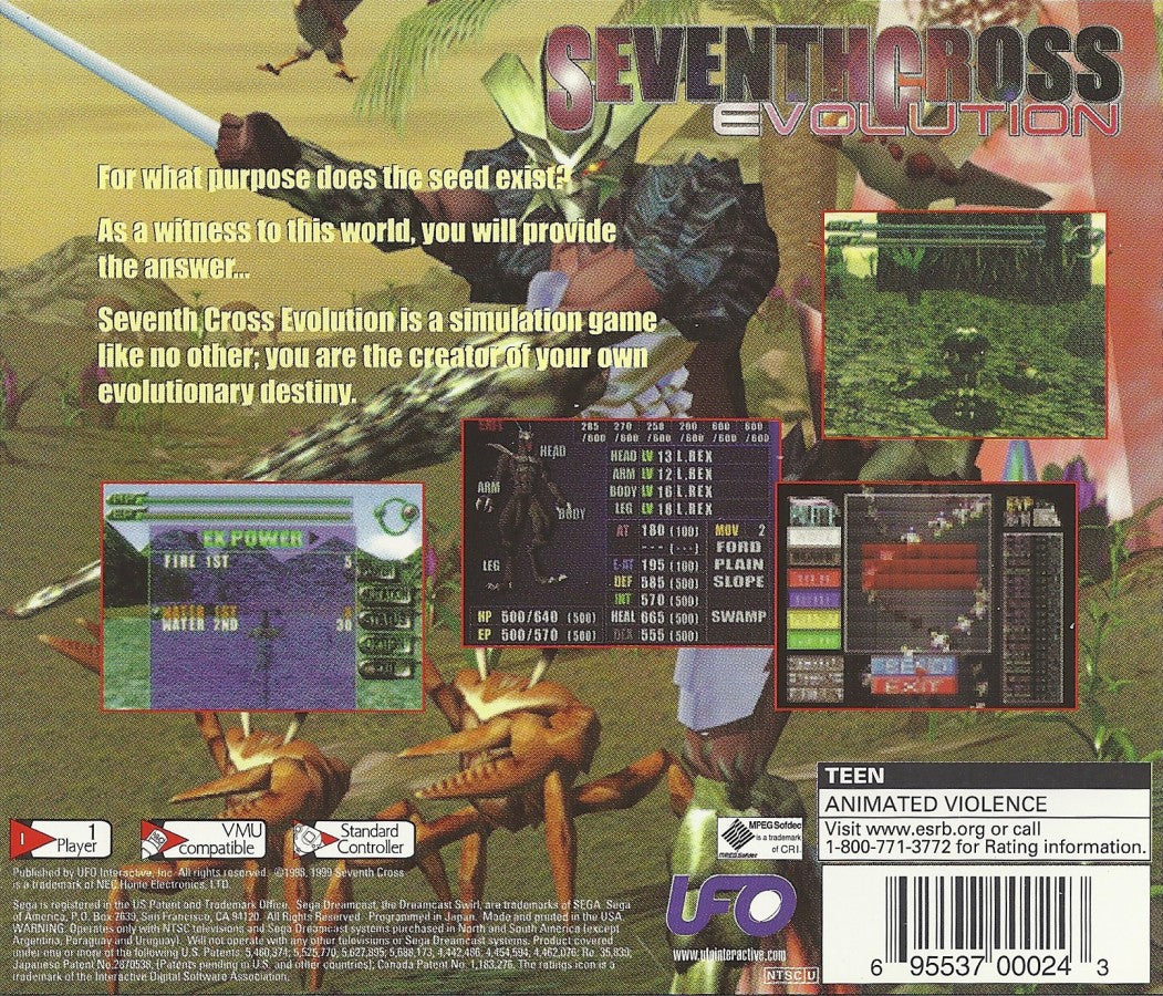 Seventh Cross Evolution Sega Dreamcast retro video game RPG back of case