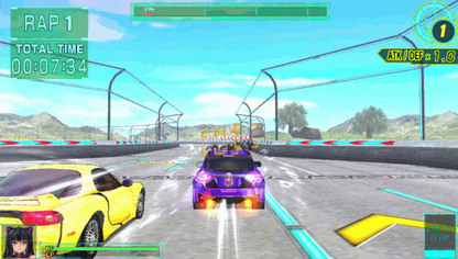 Drive Girls PlayStation Vita video game, action combat, anime-style characters, vehicle transformation gameplay, handheld console title gameplay screenshot