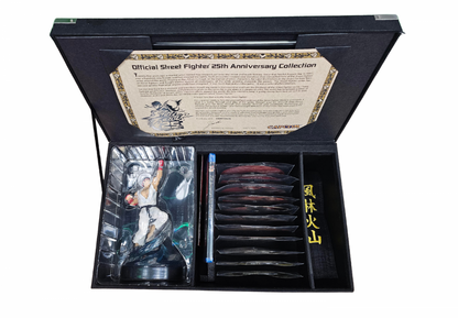 Street Fighter 25th Anniversary Collector's Set Xbox 360 X360 fighting game collection featuring classic Street Fighter games iconic fighters Ryu Ken Chun Li Guile intense arcade battles special moves multiplayer competition multiple Street Fighter titles and collectible anniversary edition gaming appeal trunk contents