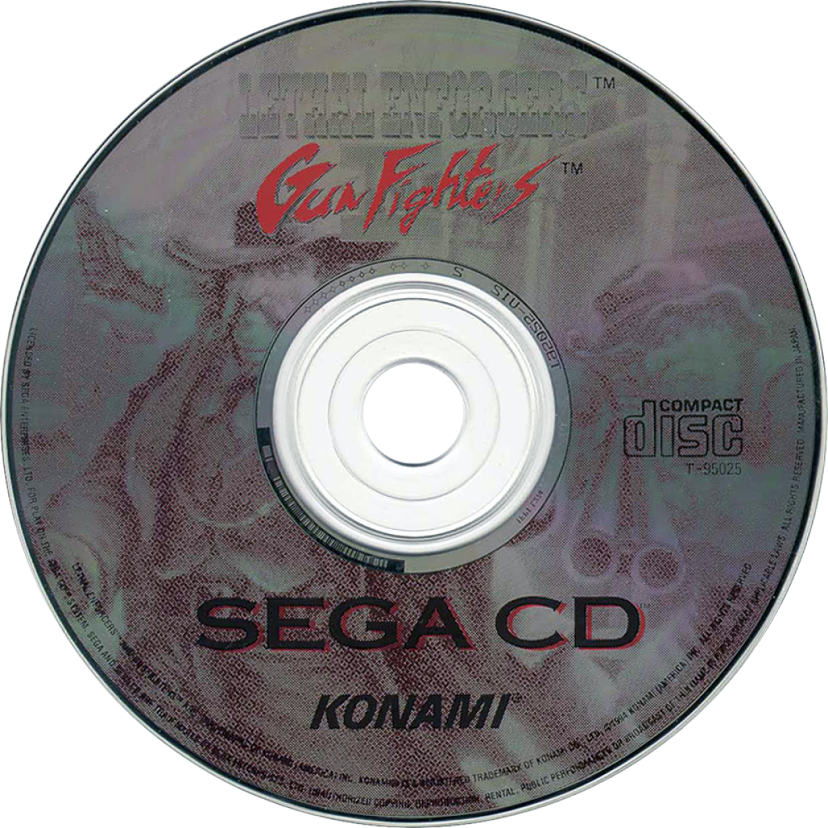 Lethal Enforcers II Gun Fighters Sega CD Sega CD light gun shooter western themed arcade shooting cowboy outlaws train robberies GunCon style aiming Konami FMV style presentation cooperative arcade gameplay retro gaming Sega CD software video game title disc