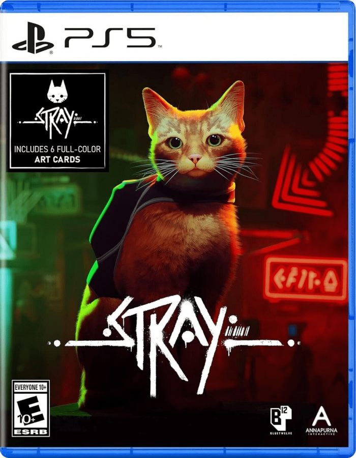 Stray for PlayStation 5 with futuristic city exploration featuring a stray cat protagonist front cover