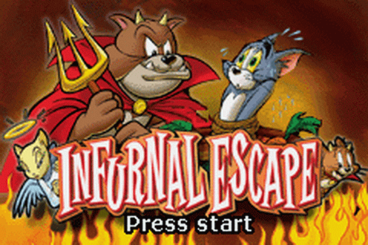 Tom and Jerry in Infurnal Escape start menu for Game Boy Advance (GBA) video game
