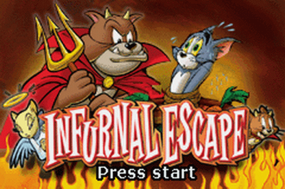 Tom and Jerry in Infurnal Escape start menu for Game Boy Advance (GBA) video game