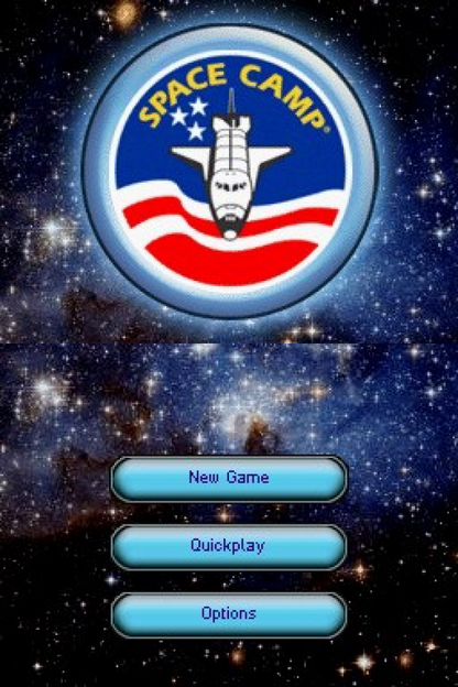 Space Camp adventure simulation start screen for Nintendo DS (DS) video game