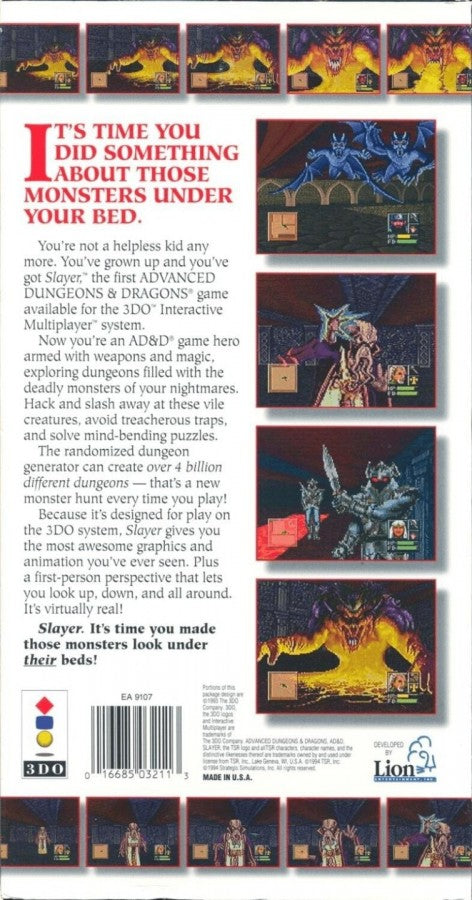 Advanced Dungeons & Dragons: Slayer back of case for Panasonic 3DO (3DO) action role-playing video game