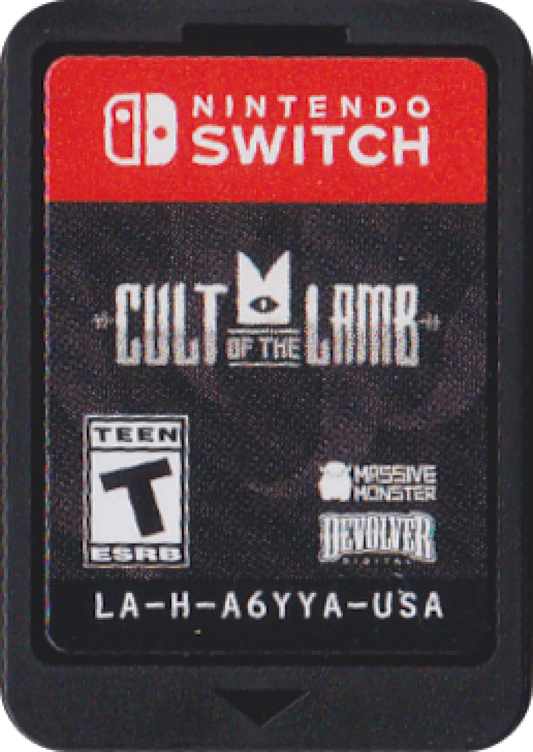 Cult of the Lamb Nintendo Switch NS for video game enthusiasts featuring action adventure roguelike gameplay cult management mechanics dungeon exploration resource gathering base building charming yet dark art style and collectible gaming appeal cartridge art
