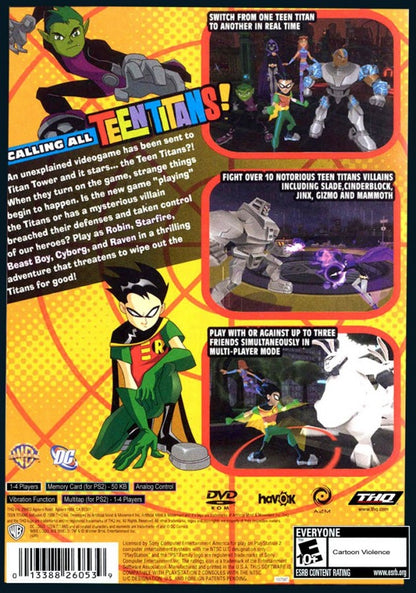 Teen Titans – PlayStation 2 (PS2) video game back of case, action beat 'em up.