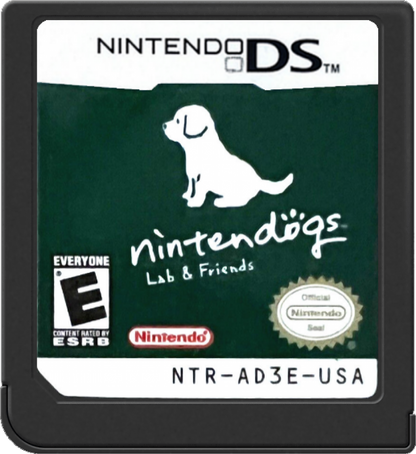 Nintendogs Lab and Friends Nintendo DS video game, pet simulation, virtual dog care and training, family-friendly handheld console title cartridge