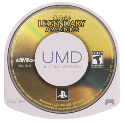 Cabela's Legendary Adventures PlayStation Portable PSP for hunting sports video game fans featuring wilderness exploration big game hunting realistic environments hunting challenges weapon selection animal tracking outdoor adventure gameplay and portable hunting simulation collectible gaming appeal UMD