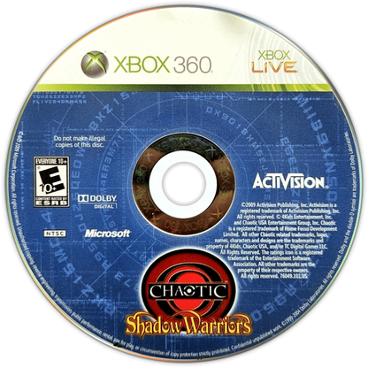 Chaotic: Shadow Warriors disc for Xbox 360 (X360) trading card battle video game