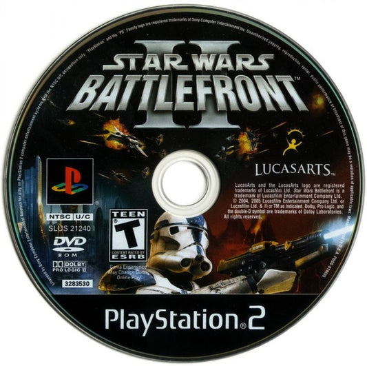 Star Wars: Battlefront II – PlayStation 2 (PS2) video game disc, action shooter.