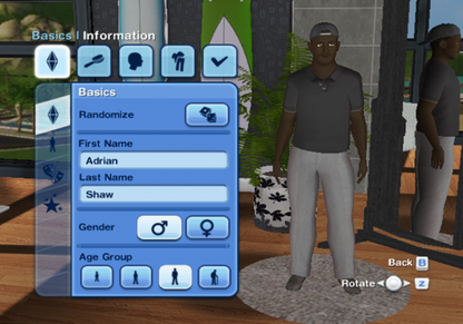 The Sims 3 Wii inspired design featuring life simulation gameplay aesthetic virtual household management character customization open neighborhood exploration creative storytelling family friendly social interactions casual gaming presentation gameplay
