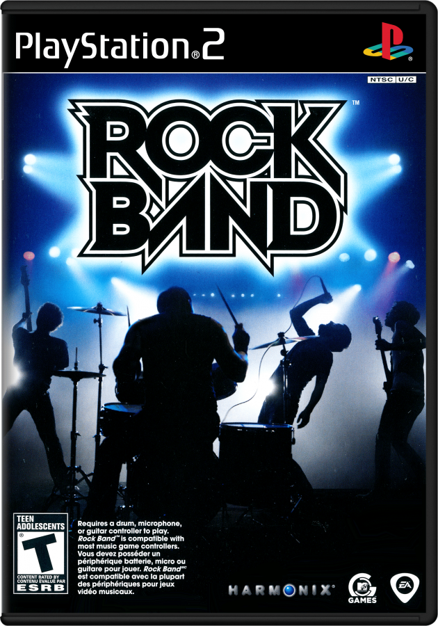 Rock Band – PlayStation 2 (PS2) video game cover image, music rhythm game.