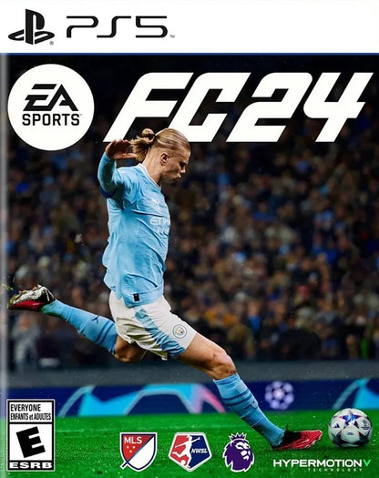 EA Sports FC 24 PlayStation 5 game featuring realistic soccer simulation, updated teams, and next-gen gameplay front cover