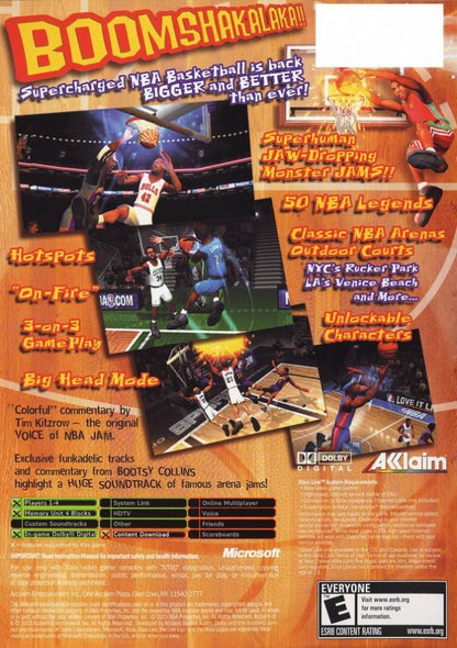 NBA Jam back cover art for Xbox (XBOX) video game
