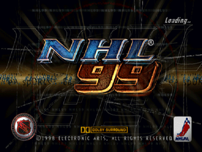 NHL 99 title card for PlayStation 1 (PS1) retro ice hockey video game