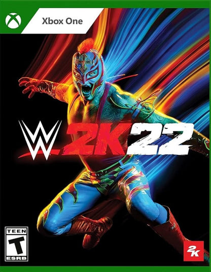 WWE 2K22 Xbox One video game, professional wrestling, sports entertainment, fighting gameplay, multiplayer modes front cover