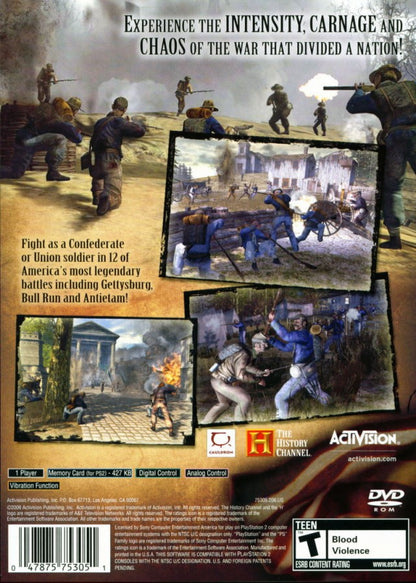 The History Channel: Civil War: A Nation Divided back cover art for PlayStation 2 (PS2) video game