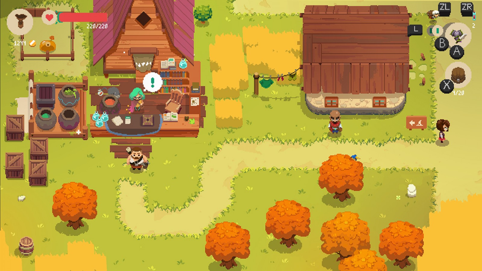 Moonlighter retro Nintendo Switch video game Moonlighter action RPG dungeon crawling shop management fantasy adventure pixel art gameplay console title Nintendo Switch release gameplay