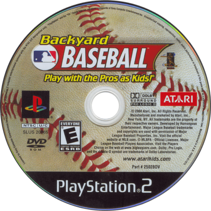 Backyard Baseball game for the PlayStation 2 featuring arcade style baseball gameplay with kid friendly characters real MLB players and fun backyard fields with accessible controls and multiplayer modes disc