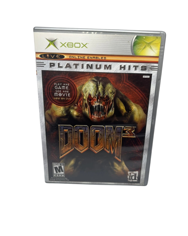 Doom 3 Platinum Hits cover art for XBOX video game. 