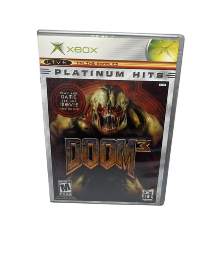 Doom 3 Platinum Hits cover art for XBOX video game. 