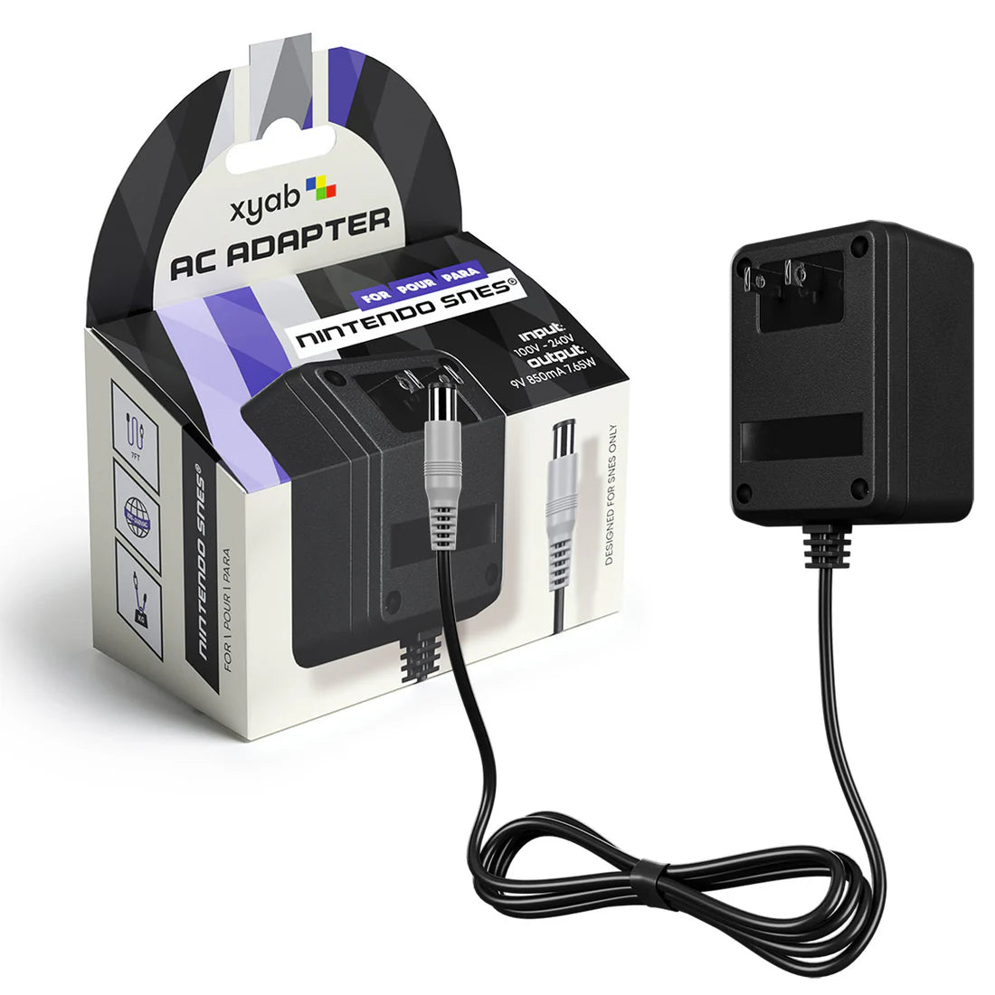 Nintendo SNES power adapter with cable and connector for powering Super Nintendo console