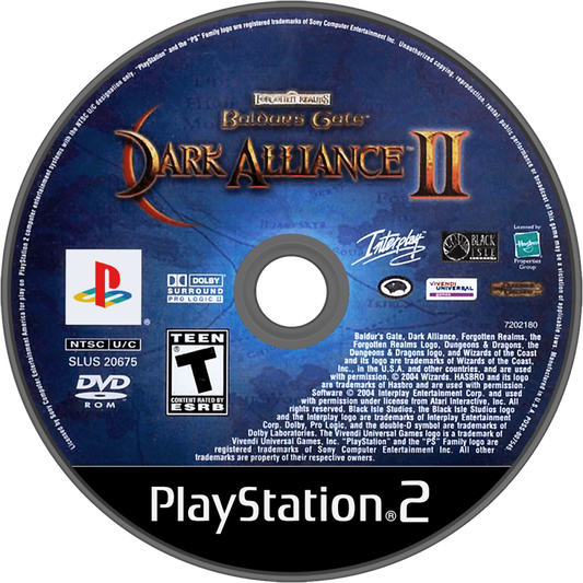 Baldurs Gate Dark Alliance 2 retro PlayStation 2 video game Baldurs Gate fantasy action RPG dungeon crawler hack and slash cooperative gameplay console title PlayStation 2 release disc