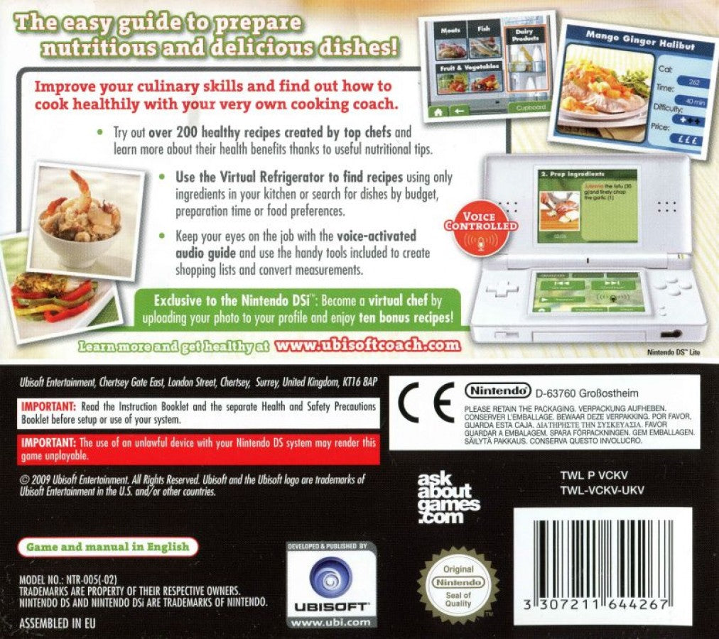 My Healthy Cooking Coach back of case for Nintendo DS (DS) cooking simulation educational video game