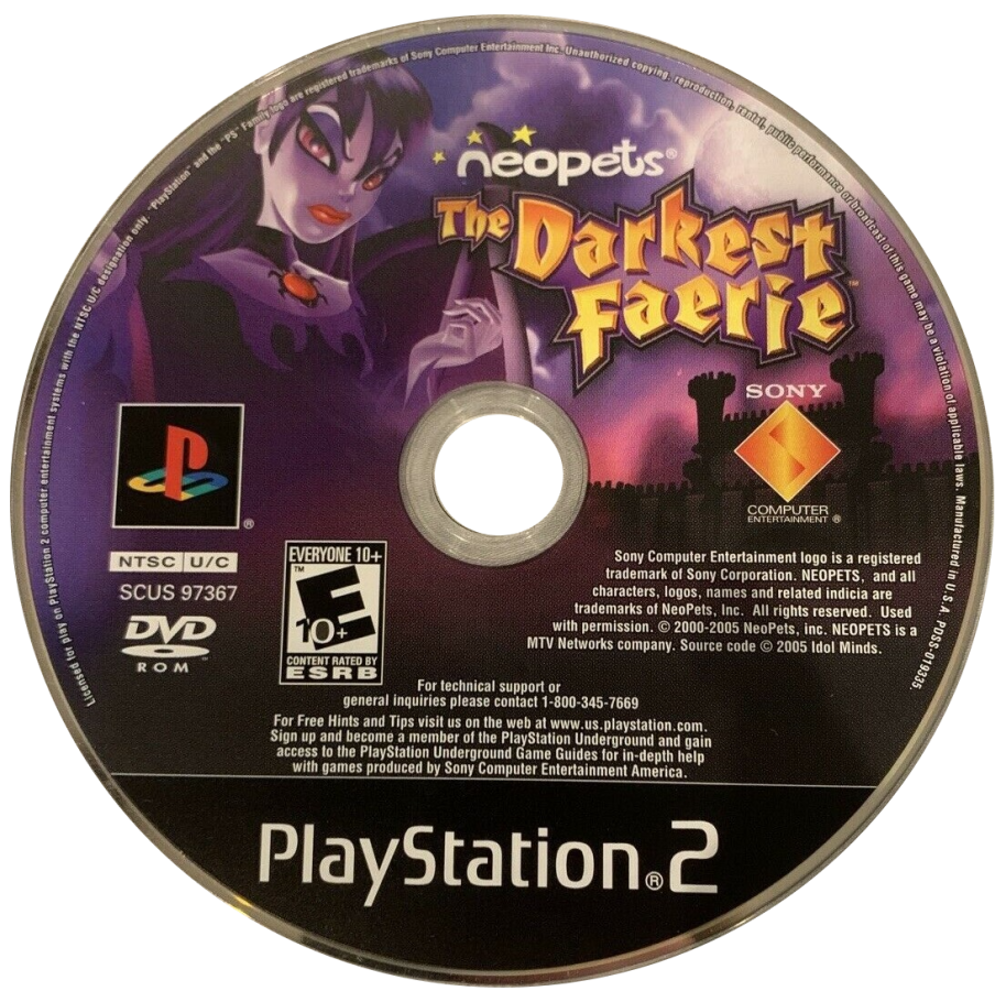 Neopets The Darkest Faerie PS2 Sony PlayStation 2 action adventure fantasy RPG Neopia exploration puzzle solving sword combat magic abilities story driven gameplay family friendly retro gaming PlayStation 2 software video game title disc