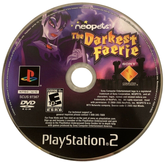 Neopets The Darkest Faerie PS2 Sony PlayStation 2 action adventure fantasy RPG Neopia exploration puzzle solving sword combat magic abilities story driven gameplay family friendly retro gaming PlayStation 2 software video game title disc