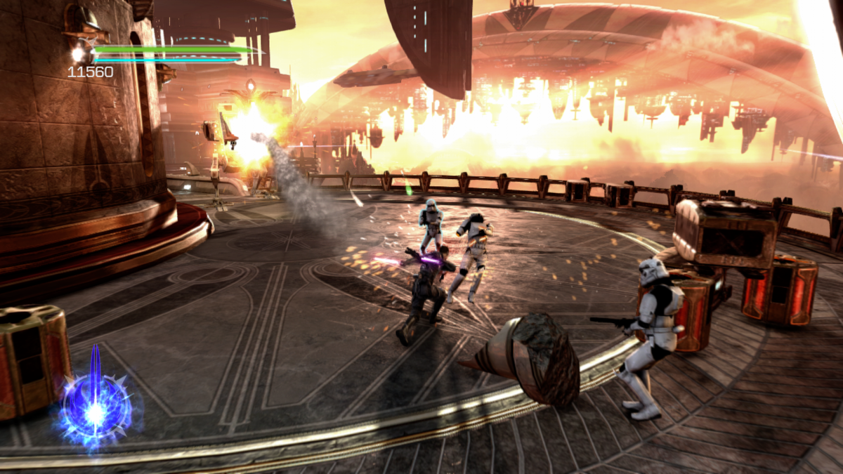 Star Wars The Force Unleashed II Collector’s Edition Steelbook Xbox 360 video game, action adventure, Force-powered combat, Star Wars franchise console title gameplay screenshot