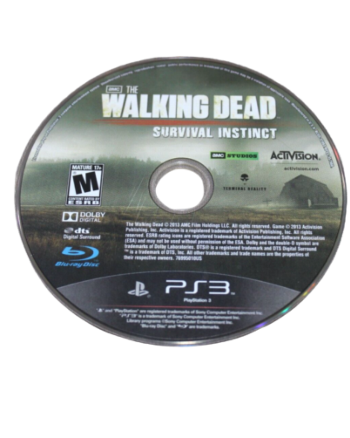 The Walking Dead: Survival Instinct PS3 first-person shooter video game disc