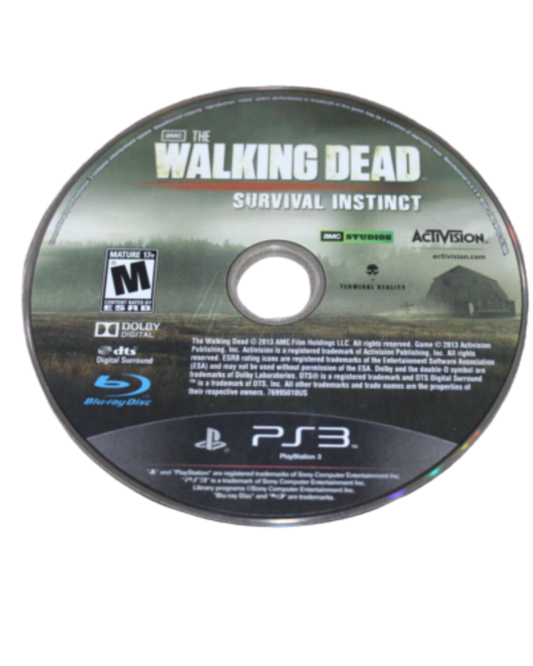The Walking Dead: Survival Instinct PS3 first-person shooter video game disc