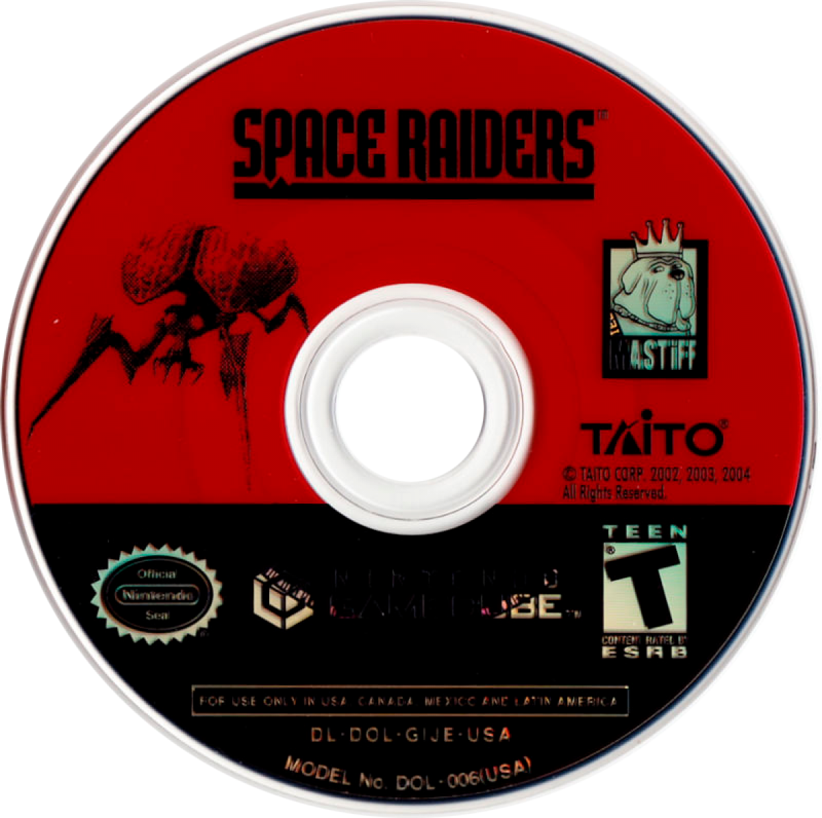 Space Raiders GameCube GC video game, arcade-style shooter, space combat adventure, action gameplay, multiplayer, Nintendo GameCube title disc