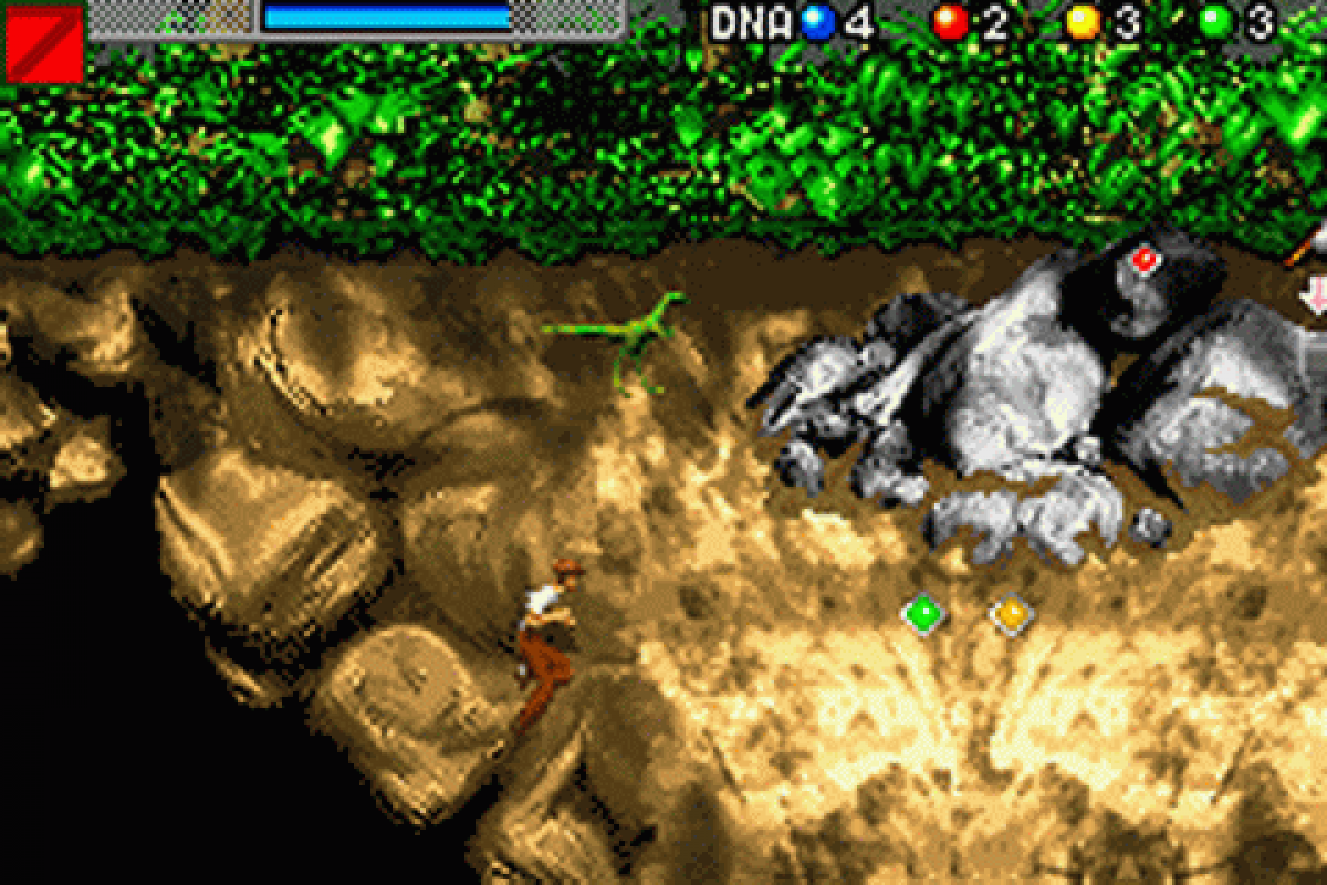 Jurassic Park III DNA Factor Game Boy Advance GBA video game featuring Jurassic Park dinosaur adventure gameplay DNA research challenges puzzle solving prehistoric environments dinosaur encounters island exploration and classic handheld Nintendo action retro video game collection collectible gaming appeal gameplay
