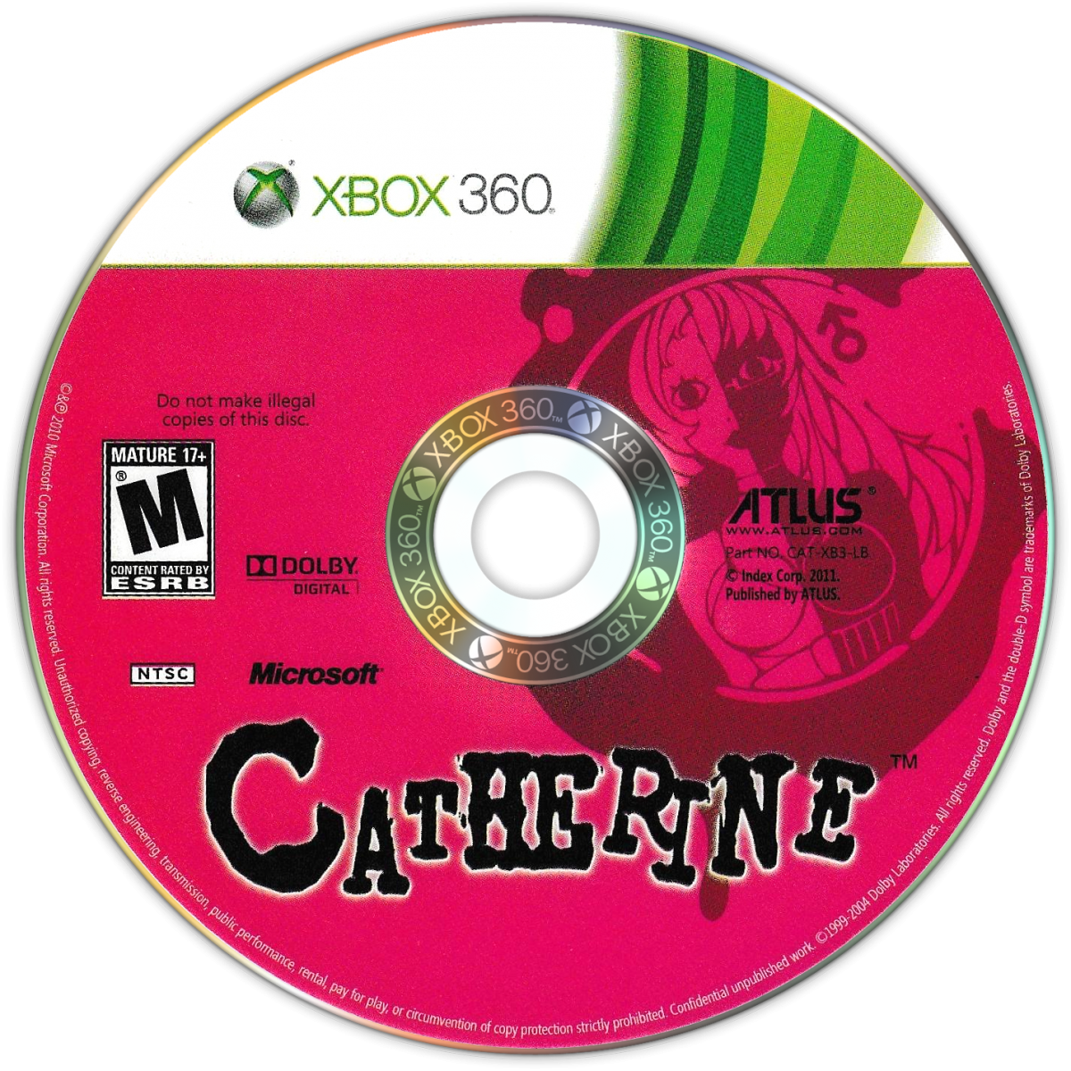 Catherine game for the Xbox 360 featuring puzzle platforming gameplay combined with story driven adult themed narrative multiple endings and moral choices as the protagonist Vincent navigates nightmares and relationship drama disc