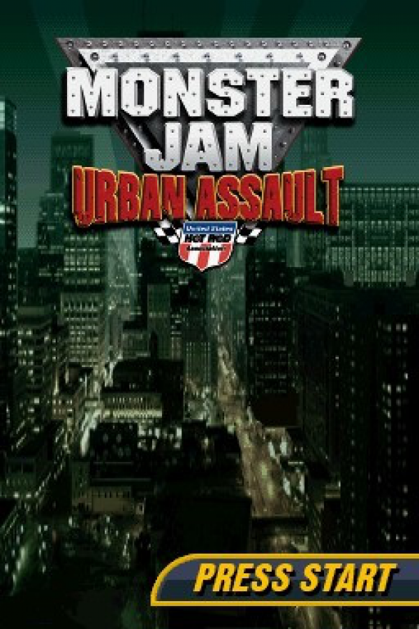 Monster Jam: Urban Assault start screen for Nintendo DS (DS) monster truck racing action video game