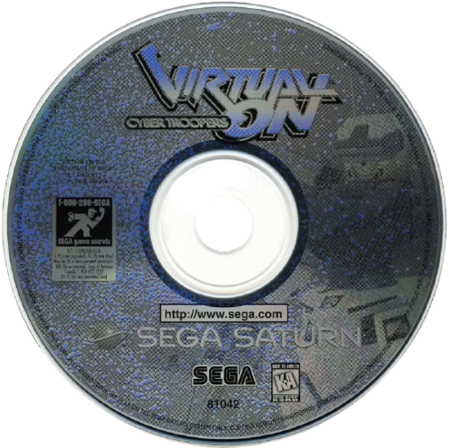 Virtual On Cyber Troopers Sega Saturn arcade mech fighting game 3D arena combat twin stick shooter robot battles SEGA AM3 fast paced versus gameplay retro Saturn game classic arcade port Sega Saturn software video game title disc
