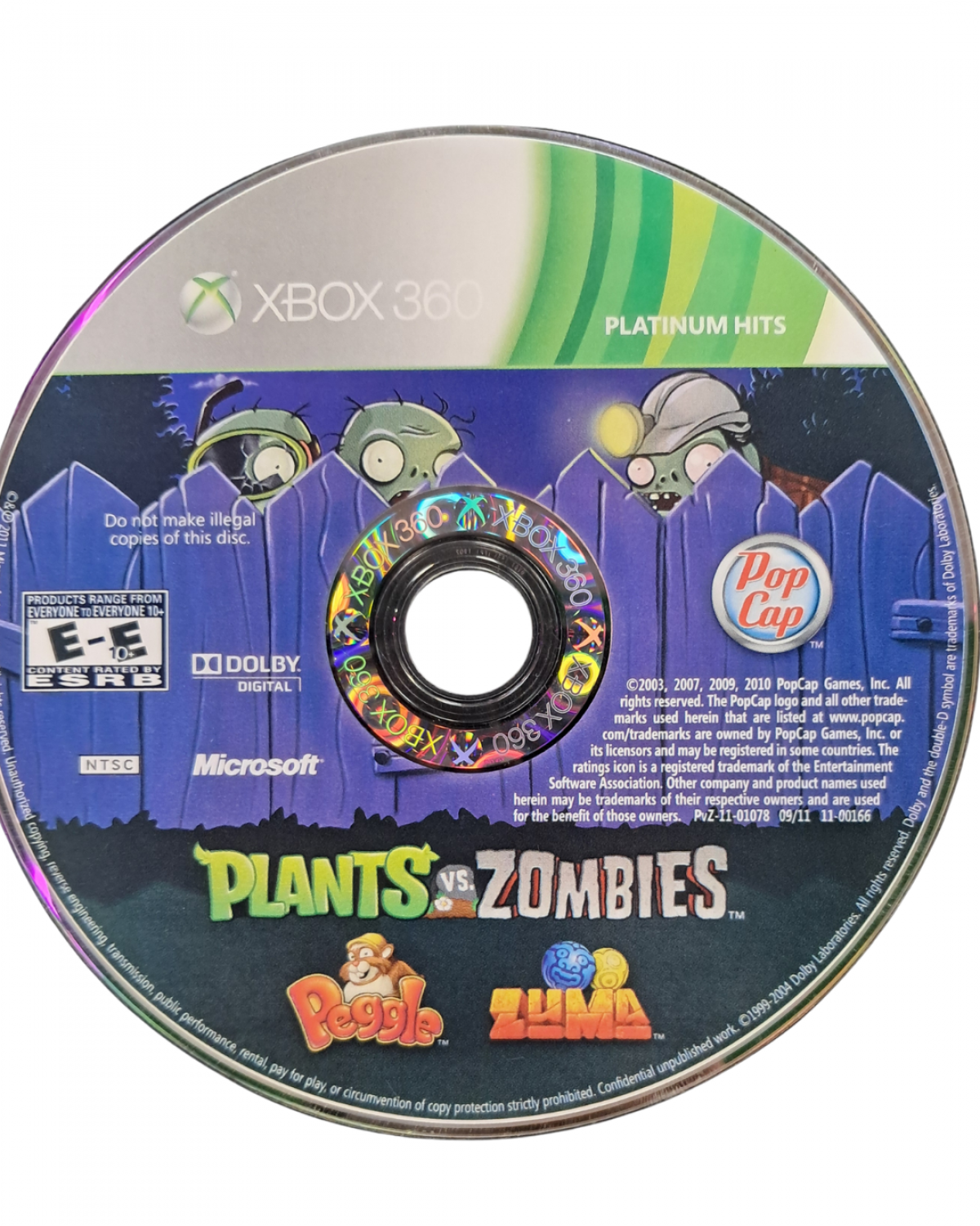 Plants vs Zombies Platinum Hits Xbox 360 for retro video game enthusiasts featuring tower defense gameplay strategic plant placement wave based zombie combat resource management colorful cartoon visuals and collectible gaming appeal disc