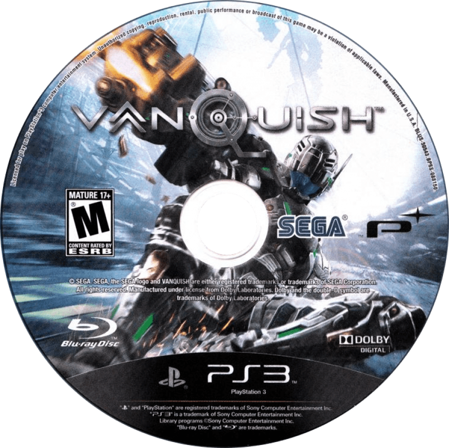 Vanquish disc for PlayStation 3 (PS3) video game