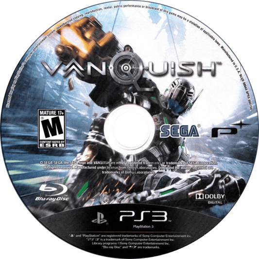 Vanquish disc for PlayStation 3 (PS3) video game