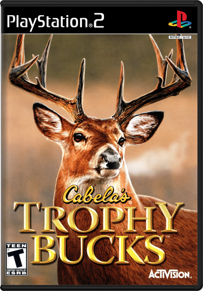 Cabela’s Trophy Bucks for PlayStation 2 with deer hunting and outdoor simulation theme front cover art