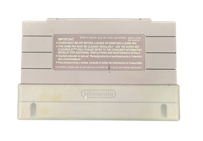 Jim Power The Lost Dimension Super Nintendo Entertainment System SNES retro video game action platformer featuring fast paced side scrolling combat challenging levels futuristic enemies power ups classic 16 bit graphics Super Nintendo gaming experience retro game collection appeal back of cartridge