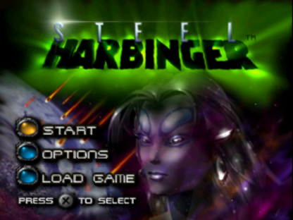 Steel Harbinger retro sci-fi action shooter game for PlayStation 1 (PS1) title screen
