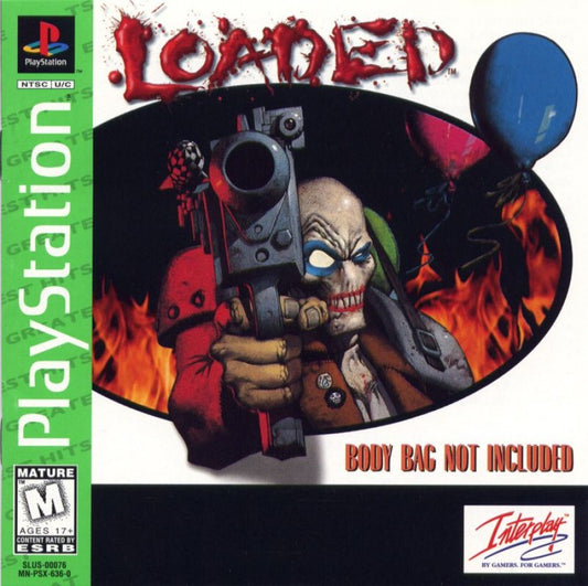 Loaded PS1 PlayStation 1 top down shooter action game multiplayer combat dark humor arcade style gameplay retro video game cover art Greatest Hits edition
