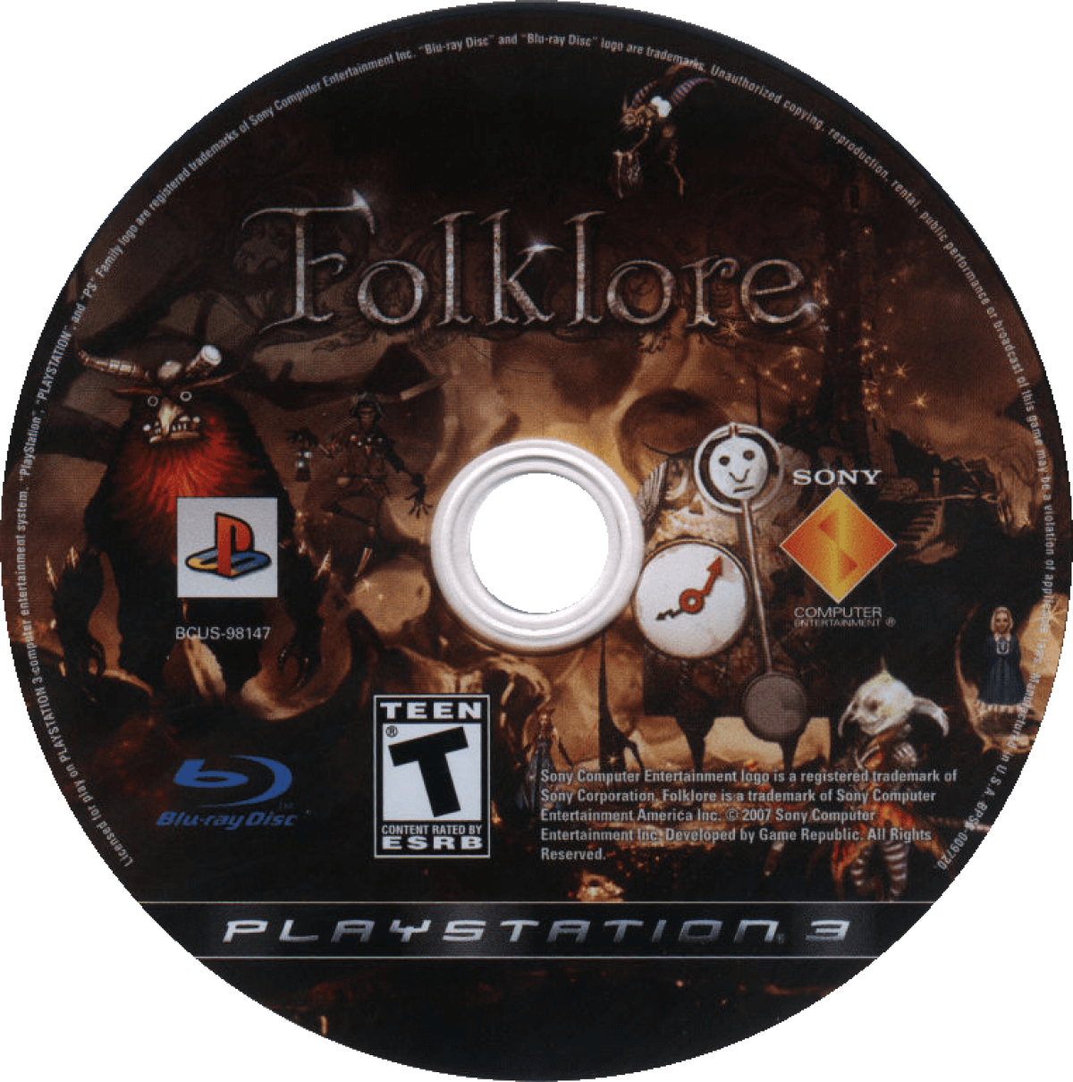 Folklore PlayStation 3 action RPG Irish mythology setting dual protagonists Ellen and Keats Netherworld realm capturing Folk creatures using Sixaxis motion controls unique summoning combat mechanics mystery narrative adventure Game Republic disc